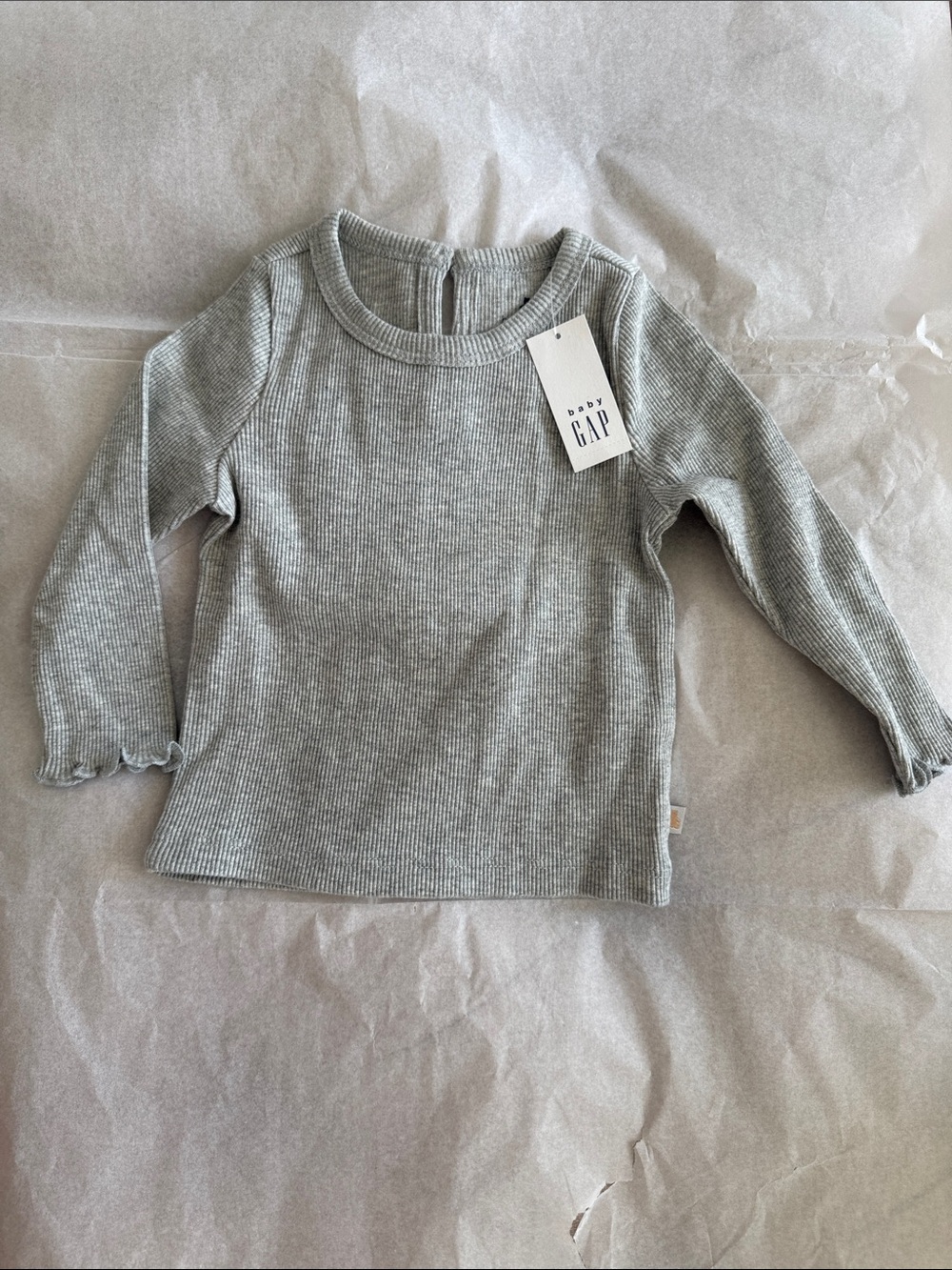 GAP Light Gray Ribbed Long-Sleeve Tee